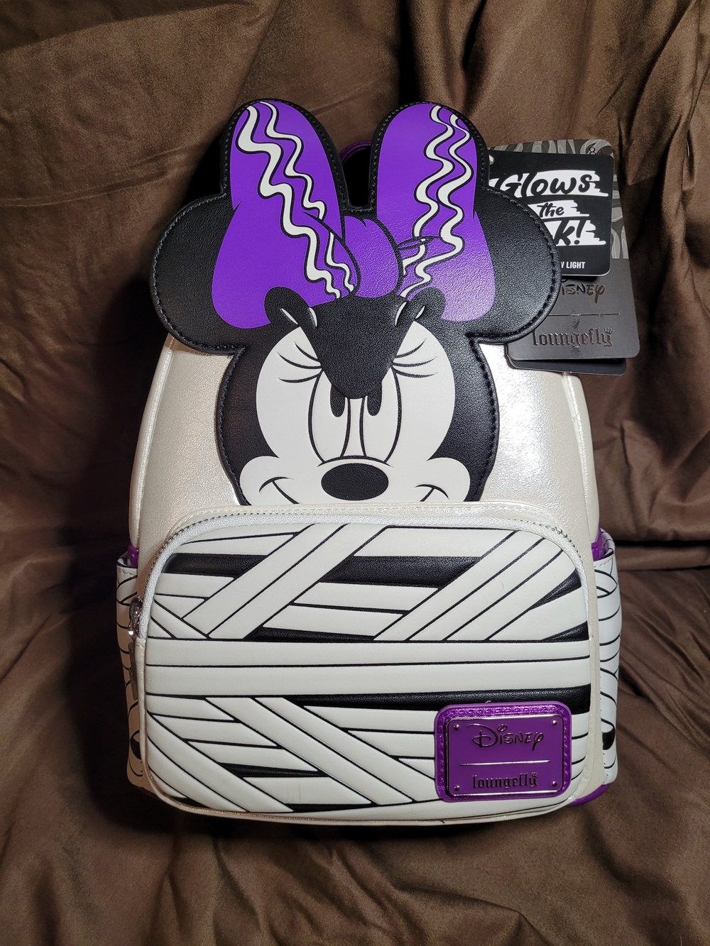 Loungefly Minnie Mouse Bride Of Frankenstein Glow-in-the-Dark Mini Backpack NWT